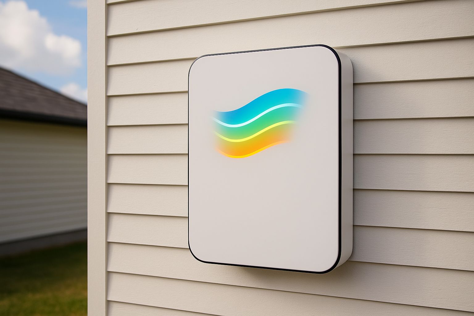 Hus med eluttag, batteri och solpaneler illustrerar hembatteriets kostnadsbild.