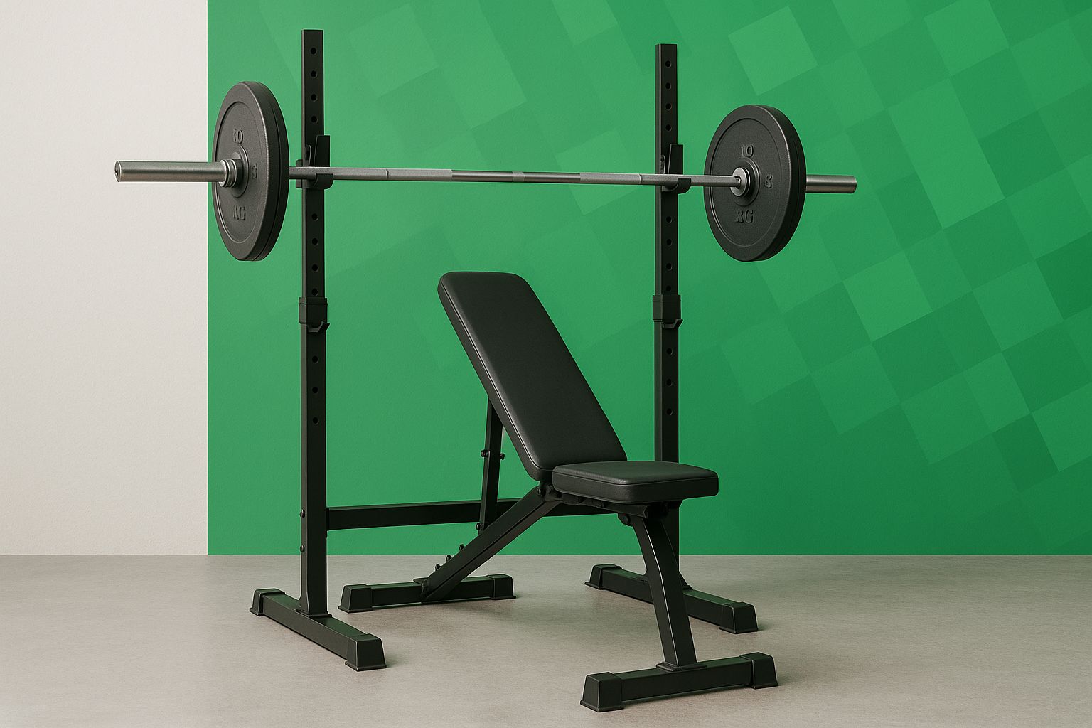 Man utför marklyft i ett hemmagym med Gorilla Sports utrustning, fokus på styrka och teknik.